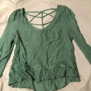 Long sleeve turquoise blouse